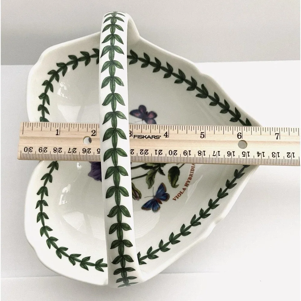 Portmeirion Botanic Garden Serving Dish Scalloped Basket Pansy Heart Shaped